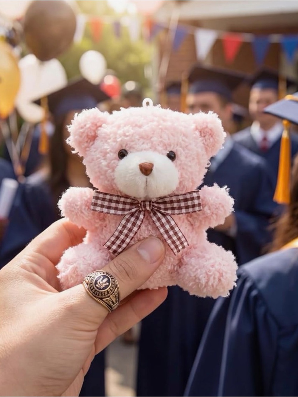 Pink Plush Teddy Bear Keychain Bag Charm - Picture 4 of 4